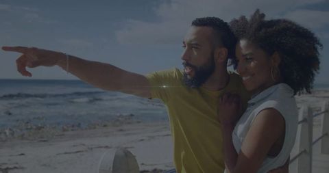 Joyful Couple Enjoying Scenic Ocean View Together