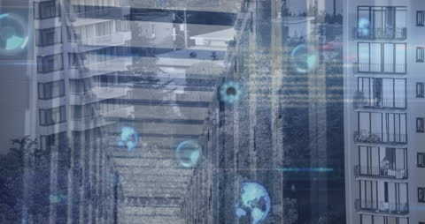 Futuristic Digital World With Data Over Cityscape