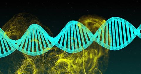 Futuristic dna strand with glowing mesh connections