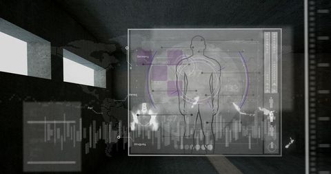 Futuristic biometrics and data analysis interface