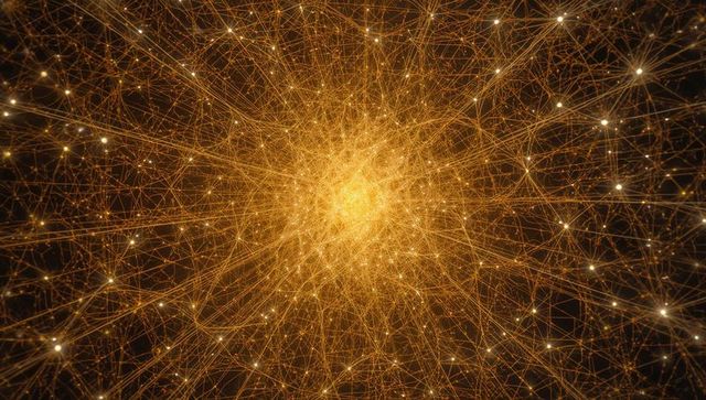Radiating Golden Neural Network Converging on Luminous Core with Glowing Nodes, Cosmic Web