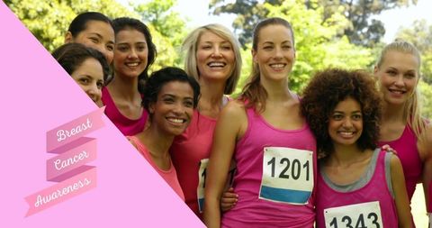 Diverse Women Supporting Breast Cancer Awareness Event