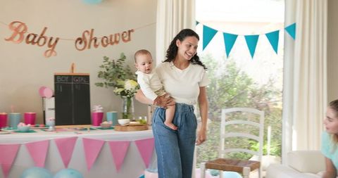 Joyful Multiracial Baby Shower Celebration Indoors