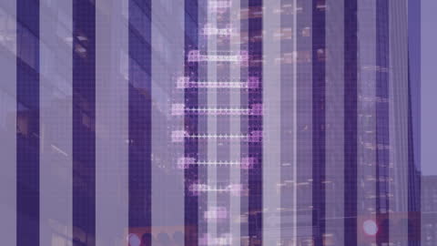 DNA Strand with Digital Data Overlay on Cityscape