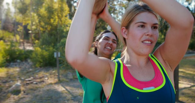 Women Exercising Together Outdoors in Activewear - Download Free Stock Images Pikwizard.com