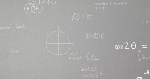 Mathematical Equations Overlay on Gray Board - Download Free Stock Images Pikwizard.com