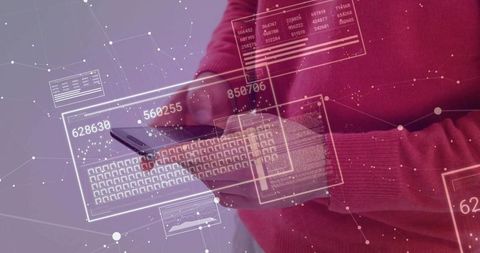 Person Using Tablet with Holographic Interface Technology