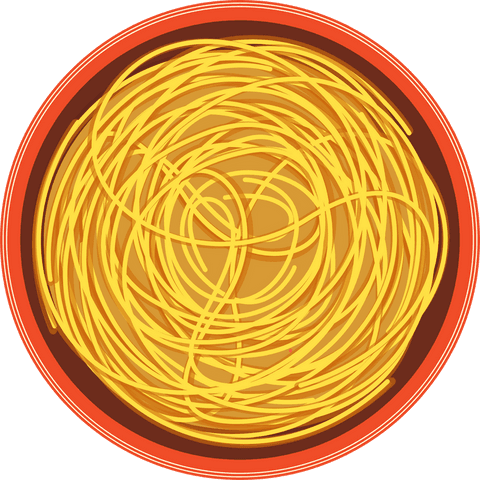 Minimalist transparent background spaghetti noodles illustration