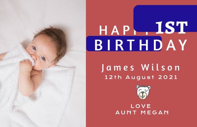 Baby's First Birthday Invitation with Adorable Infants and Warm Wishes - Download Free Stock Videos Pikwizard.com