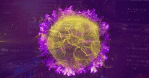 Digital Earth Hologram Over Cityscape Illustrating Global Business