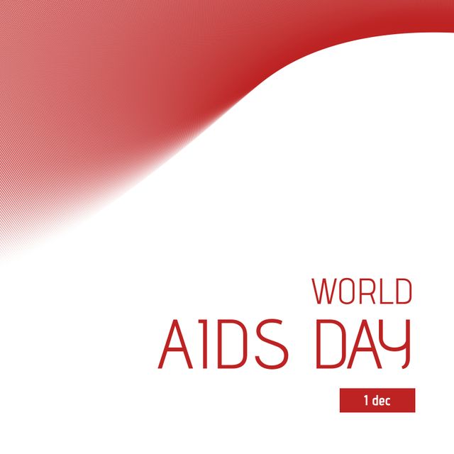 Illustration of world aids day and 1 dec text against white and red background, copy space. Hiv, awareness, healthcare and prevention concept.