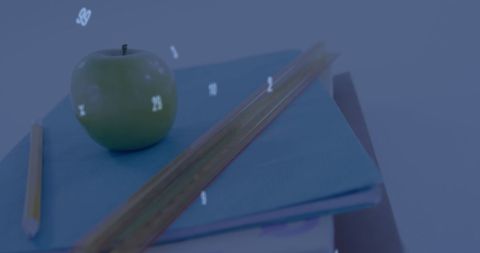 Numbers Overlay on School Supplies and Textbooks - Download Free Stock Images Pikwizard.com