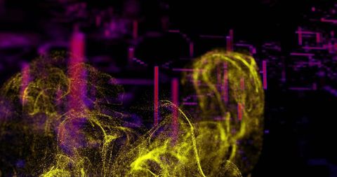 Vibrant yellow particle waves in futuristic digital space