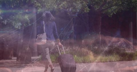 Businesswoman Traveling with Abstract Digital Network - Download Free Stock Images Pikwizard.com
