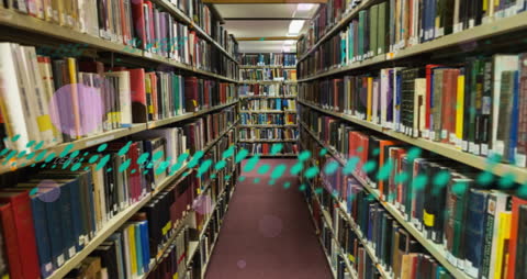 Data Processing Animation in Library Aisle