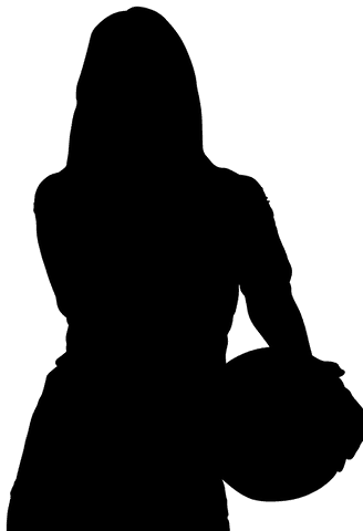 Digital silhouette woman holding ball on transparent background