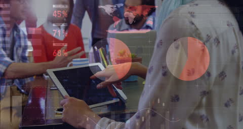 Global Business Technology Collaboration Concept with Data Visualization