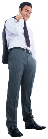 Confident Biracial Businessman Standing with Suit Jacket on Shoulder Transparent