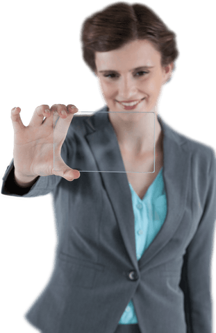 businesswoman holding transparent glass phone concept - Download Free Stock Videos Pikwizard.com
