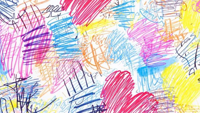 Vibrant abstract overlapping scribbles in bold colors