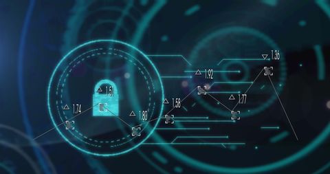Cybersecurity Interface with Holographic Lock and Data Streams - Download Free Stock Images Pikwizard.com