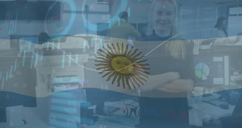 Argentina Flag Overlay with Business and Data Context
