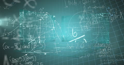 Abstract Math Equations Floating in Digital Space