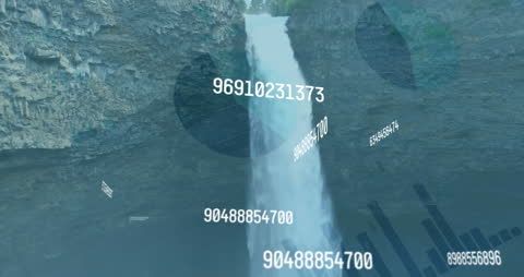 Data Analytics Animation with Fast-Falling Water Background