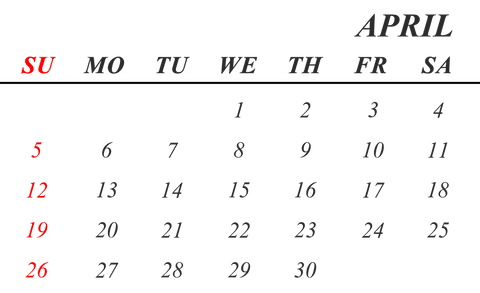 April Calendar Design on Transparent Background for Planning - Download Free Stock Videos Pikwizard.com