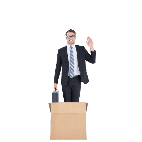 Caucasian Businessman Stands in Box with Briefcase Transparent Background - Download Free Stock Videos Pikwizard.com