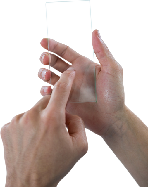 Hands Holding and Using Transparent Futuristic Mobile Phone - Download Free Stock Videos Pikwizard.com