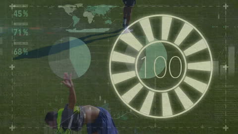 Futuristic Data Overlay on Soccer Gameplay Imagery