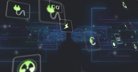 Futuristic Virtual Data Flow Illustrating Innovation and Connectivity