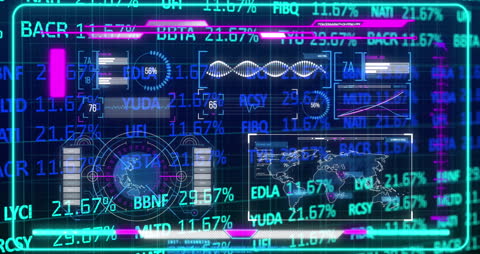 Futuristic Data Interface with Molecule Animation