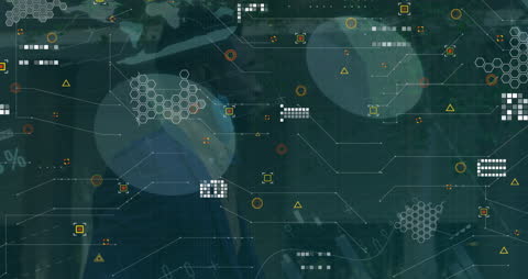 Digital Interface Overlapping Abstract Business Background