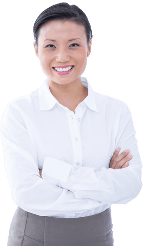 transparent background smiling asian businesswoman with arms crossed - Download Free Stock Videos Pikwizard.com