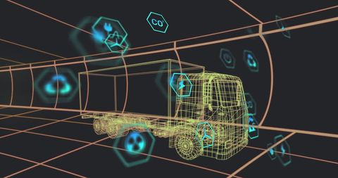 Futuristic Eco-Friendly Truck Design with Data Processing - Download Free Stock Images Pikwizard.com