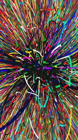Pulsating Neon Core Emitting Radiant Multicolor Streaks Vertical Motion Graphics Loop