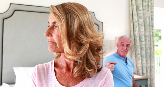 Senior Couple Having Disagreement in Bedroom - Download Free Stock Images Pikwizard.com