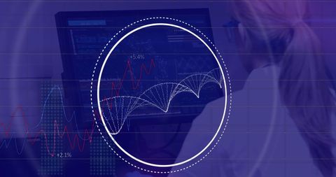 Caucasian Woman Analyzing Data with DNA Strand Technology Digital Interface - Download Free Stock Images Pikwizard.com