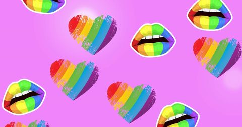 Vibrant LGBT Pride Hearts and Lips on Pink Background - Download Free Stock Images Pikwizard.com