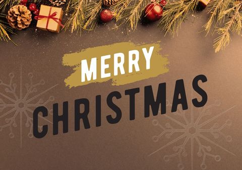 Festive Christmas Greeting with Pine Cones and Gifts - Download Free Stock Templates Pikwizard.com