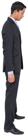 Thoughtful Asian Businessman Standing with Suit on Transparent Background