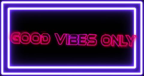 Good Vibes Only Neon Sign with Retro Futuristic Design - Download Free Stock Images Pikwizard.com