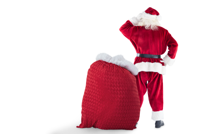 Transparent Santa with Gift Sack and Red Costume - Download Free Stock Videos Pikwizard.com