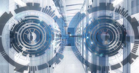 futuristic data processing concept with digital scopes and servers - Download Free Stock Images Pikwizard.com