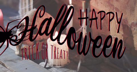 Halloween Celebration with Spooky Skull and Candlelit Background