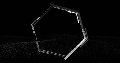 Abstract hexagon and digital interface element on black background