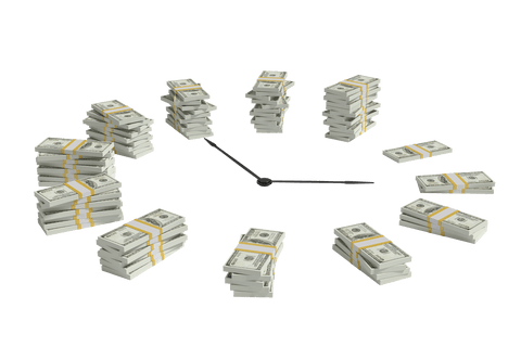 transparent cash clock with dollar bills on transparent background - Download Free Stock Videos Pikwizard.com
