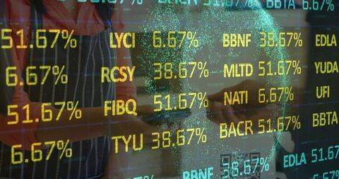 Analyzing sharp business data and stats on transparent display